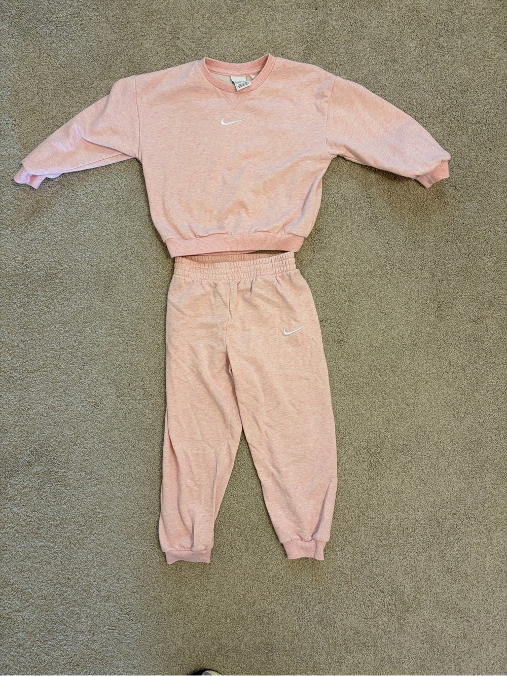Nike Pink Heather Kids Sweatshirt & Jogger Set